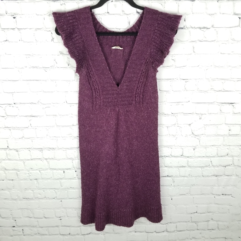 FOSSIL | alpaca blend flutter sleeve sweater dress
